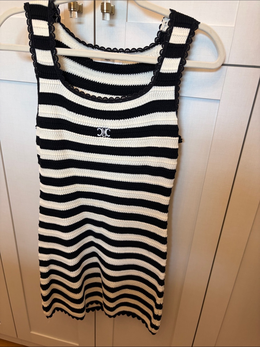 Black and White Striped Knit Sleeveless Dress